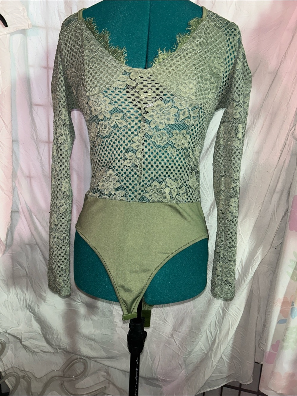 CBR Olive Lace Long-Sleeve Bodysuit